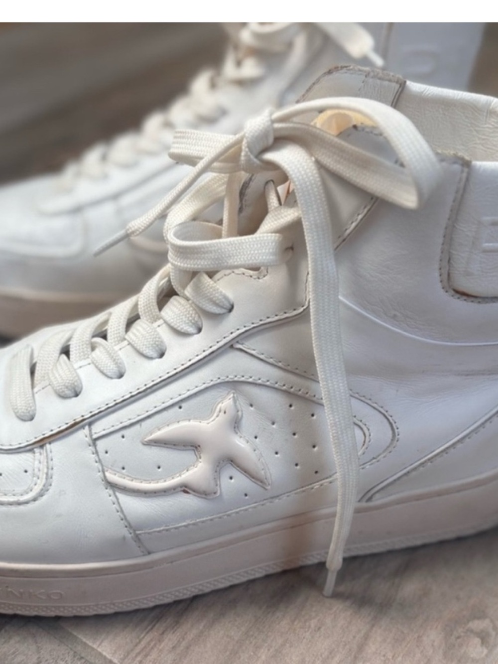 Pinko White Women's High-Top Sneakers 9.5 (39) - Picture 6 of 9